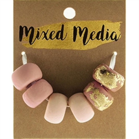 AussieSuperStore Jewellery Making Supplies Clay Blush Rose with Metallic Gold Beads Clay Blush Rose Metallic Gold Beads | Jewellery Making Beads | Jewellery Making Supplies 9323823197292 DBX77006